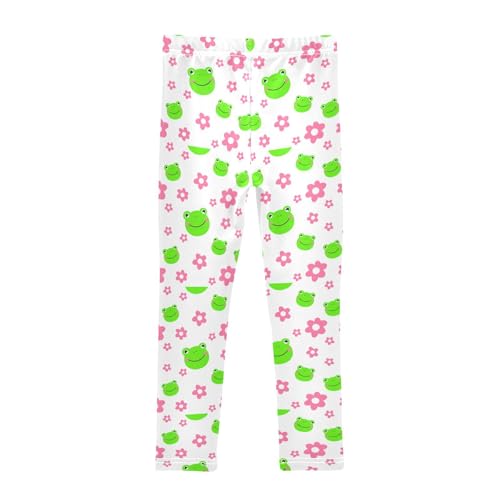 Girls Leggings Size 4T Frog Flowers Stretchy Tights Girl Clothes Comfortable Pants for Dance Running2