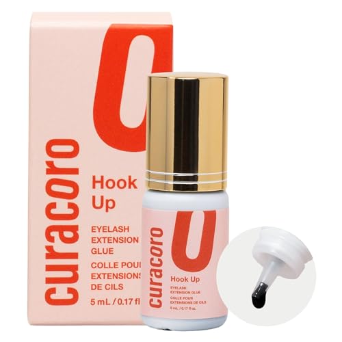 Curacoro colle à cils professionnelle– Adhésif extra-fort pour usage en salon,noir & transparent, séchage 0,5-3 sec, 5ml, tenue 7-8 semaines – réservé aux technicien(ne) s certifié(e) s