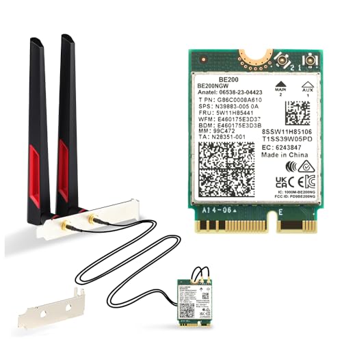 Tarjeta inalámbrica Wi-Fi 7 y Bluetooth 5.4 BE200NGW de Teday, 2,4/5/6 GHz, 5,8 Gbps, para PC de escritorio con Windows 11 y antenas