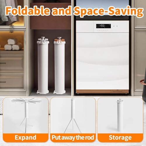 Image of Heavy-Duty Foldable Rotary Clothes Drying Rack Stand with 360 Rotating Arms - Portable Tripod Laundry Hanger Tower for Indoor & Outdoor Drying (16 Rods)