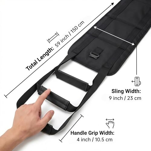 Image of Transfer Sling, Upgraded with Metal Buckle, 6 Reinforced Straps with Hand Grips, Lift & Standing Aid for Caregivers, Elderly & Disabled, Transfer Belt for Home Use (Black, Large)