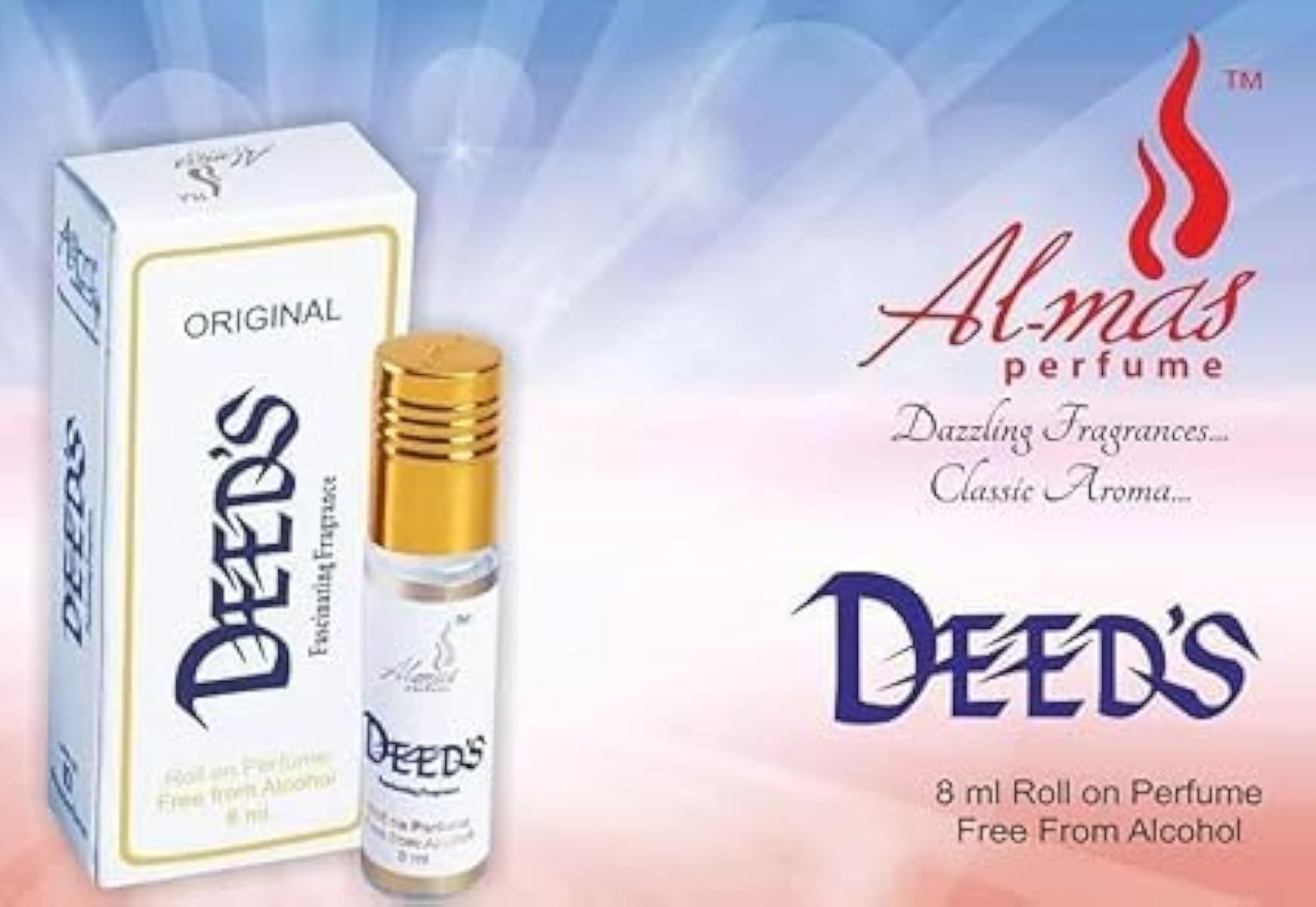 Almas Eco Series Deeds White Non-Alcoholic Liquid Attar, Pack of 8