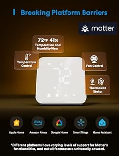 meross Smart Thermostat for Home, WiFi Thermostat Works with Matter, Alexa, Apple Home, Google Assistant, App & Voice Control, 7x24h Scheduling, Energy Saving, C-Wire Required