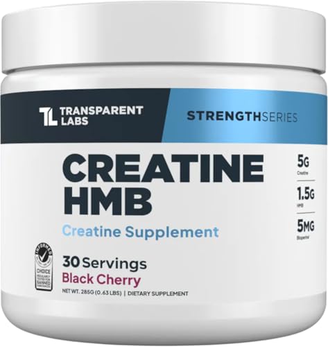 Transparent Labs Creatine HMB - Creapure Micronized Monohydrate with HMB, Black Cherry, 30 Servings