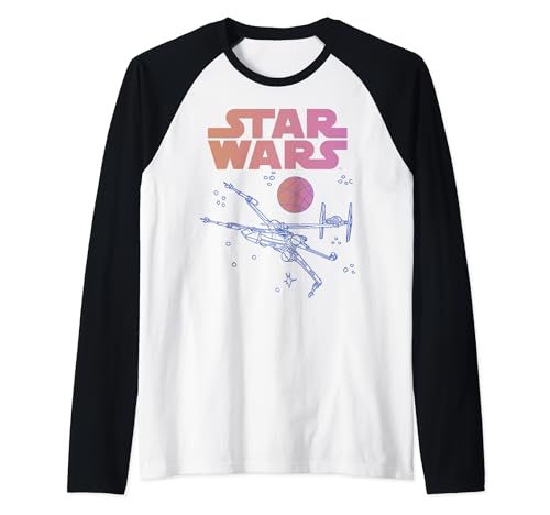 T-shirt Baseball Raglan Star Wars X-Wing Ombre Logo pour Homme et Fan de la Saga