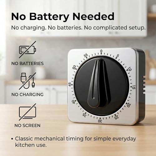 Searon Kitchen Timers for Cooking, Mechanical Wind-Up Timer, Magnetic - Image 4