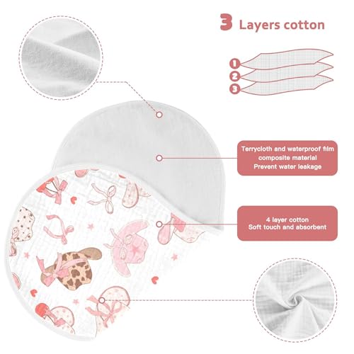 Western Pinks Cowgirl Hat Burp Cloths Baby Boys Girls Absorbent Soft Cotton Burping Cloths Rags, 2 Pack3