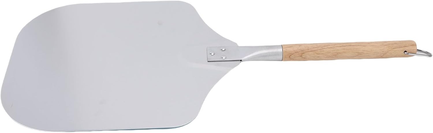 Aluminum Pizza Turning Peel, Wooden Handle Pizza Turner Peel, Lightweight Spatula Oven Tool, Ideal for Bread, Cake & Home Bakery