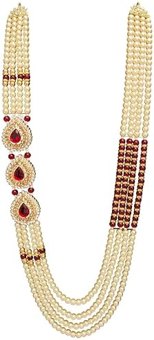 Men's Pearl Base Metal And Dulha Moti Mala Haar Necklace