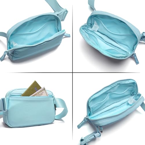Image of Belt Bag for Women Two-Way Zipper Fanny Pack Crossbody Bags for Women Fashion Waist Packs Cross Body Fanny Pack with Adjustable Strap Gifts for Teen Girls (Icing blue)
