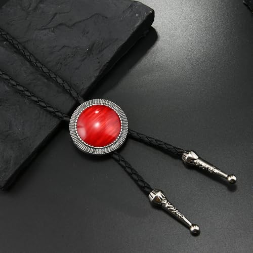 Image of Joxevyia Bolo Tie for Men Vintage Cow Skull Leather Rope Western Cowboy Necktie Vintage Bola Tie Gift for Him