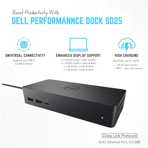 Image of Dell Pro Smart Dock SD25 USB-C Docking Station 4 Display, Remote Management | Includes 180W Power Supply, HDMI, DisplayPort & USB-C Cables