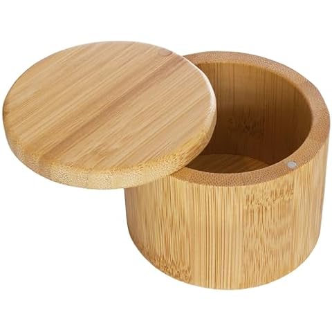 Totally Bamboo Salt Cellar Bamboo Storage Box with Magnetic Swivel Lid, 6 Ounce Capacity Cover