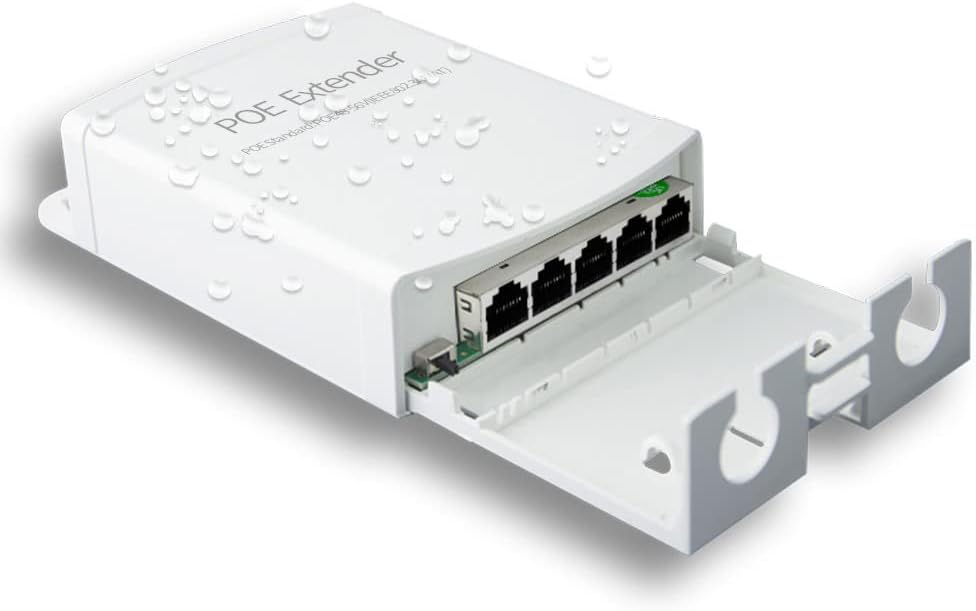 Poe Extender, 1 in 4 Out PoE+ Repeater, 10/100Mbps, Extends 250m, 60W Comply with IEEE802.3af/at for PoE Switch/Injector and Security POE Camera Over Cat5/6 Cable