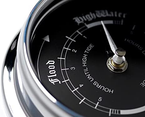 Tabic Prestige Tide Clock in Chrome With a Jet Black Dial, Heavy Brass Case (1/2kg), Chrome Plated Handmade In England