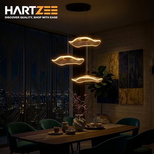 Image of Elio Wave 2 Pack Chandelier Modern Hanging Pendant Lights Warm White Ceiling Lamp for Living Room Bedroom Dining Area Kitchen Cafe Decorative Designer Ceiling Light