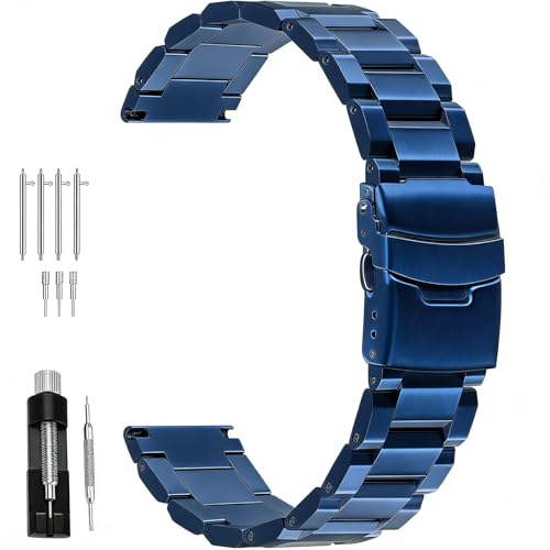 Image of Juntan 18mm 20mm 21mm 22mm 24mm 26mm Classic Stainless Steel Watch Band Silver Black Grey Blue Gold Brushed Metal Watch Strap for Women Men Watch Replacement Band Double Buckle