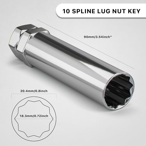Image of White Knight 3800A10 Ten Spline Key Adapter to Unlock 20mm Outside Diameter 10 Spline Lug Nuts - Fits 3 /4 inch & 13 /16 inch Hex Wrench