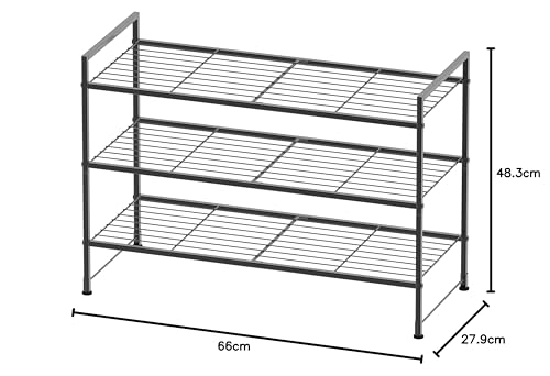 Image of Simple Houseware 3-Tier Stackable Shoe Rack Storage Shelf, Black