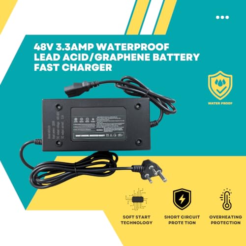 Image of 48V 3.3A Waterproof Electric Scooter Charger for E-Bike | Lead Acid & Graphene Battery Charger | 24Ah-32Ah (4x12V) | Fast & Rapid Charging | 4 Battery Electric Scooter Charger