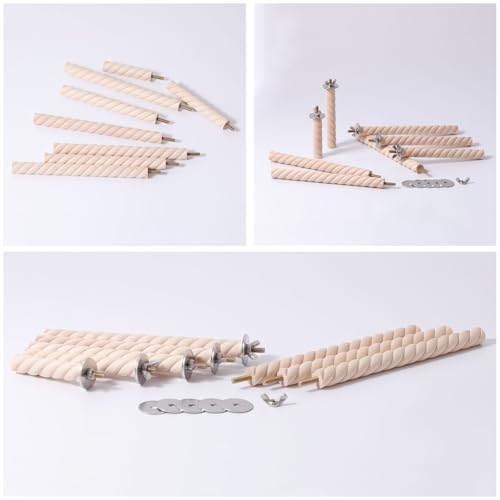 Image of Woohome Bird Perch, 4 PCS Natural Wood Perches, Wooden Bird Parrot Stand in The Shape of a Twist Cage Perch Accessories for Small Birds Budgies Cockatiels Conure Lovebirds