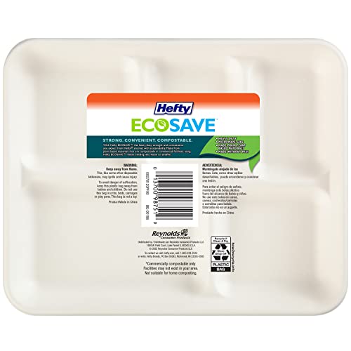 Hefty Ecosave 100% Compostable 5-Compartment Paper Trays, 12 Count #TOP1