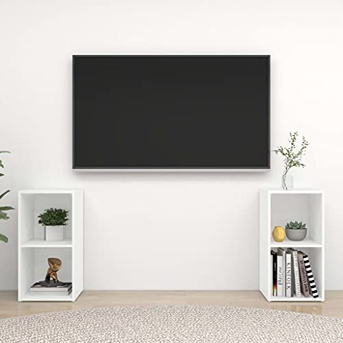 TV-Schränke 2 STK,TV-Wandschränke,TV-Schrank,TV-Bänke,TV-Lowboard, Fernsehschrank,Fernsehtisch,Bücherregal,Vitrine,Raumteiler, Weiß 72x35x36,5 cm Spanplatte Cover