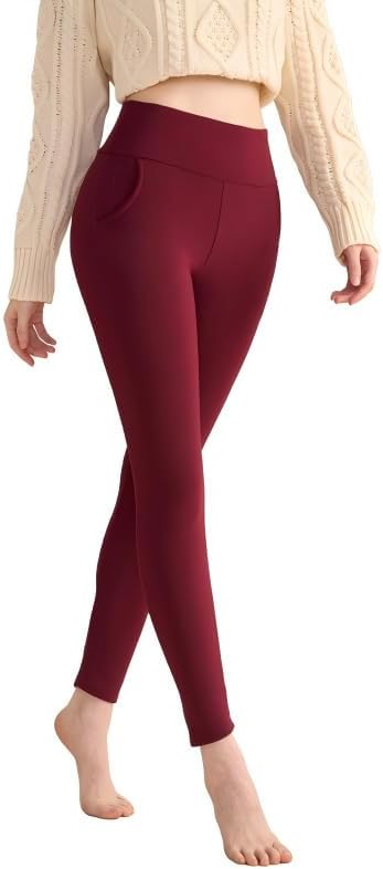 Winter Fleece Women's Pocket high Waist Elastic Hip Lifting Shape Belly Warm and Cold-Proof Trousers - Image 4