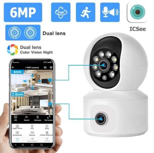 Image of 5+5MP Smart Wi-Fi CCTV Camera with 360 Pan & Tilt, Color Night Vision up to 20M, Human Motion Detection, Smart Tracking & Two-Way Audio(SR11)