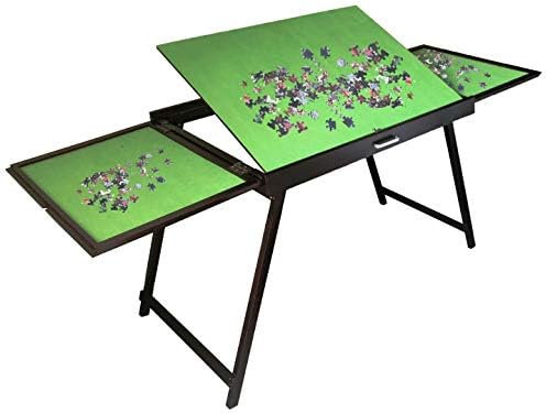 （US Stock） Wooden Jigsaw Puzzle Table for Adults & Kids,Large Portable Folding Table with Storage & Cover,Fold-and-Go Tilting Table Mat - Puzzle Accessories for 1500 Pcs