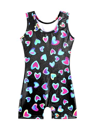 Image of HOZIY Gymnastics Leotards for Girls with Shorts Toddlers Biketards Rainbow Unicorn Dinosaur Mermaid Leopard Flower Galaxy