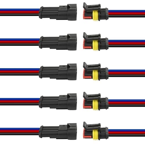 BFXM 5 Sets Car Waterproof Electrical Connector, 16 AWG 3 Pin Connector