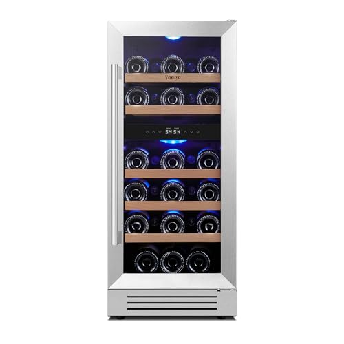 Yeego 15'' Wine Cooler Refrigerator - 28 Bottles Dual Zone Wine Fridge
