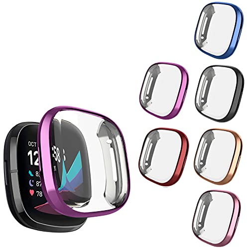 6 Packs Case Compatible with Fitbit Sense/Fitbit Versa 3 Screen ...