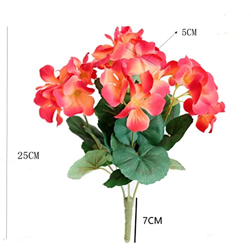 Htmeing 6Pcs Artificial Geranium Bush Decorative Silk Flower Artificial Plant For Outdoors Or Indoor (Orange) #TOP1