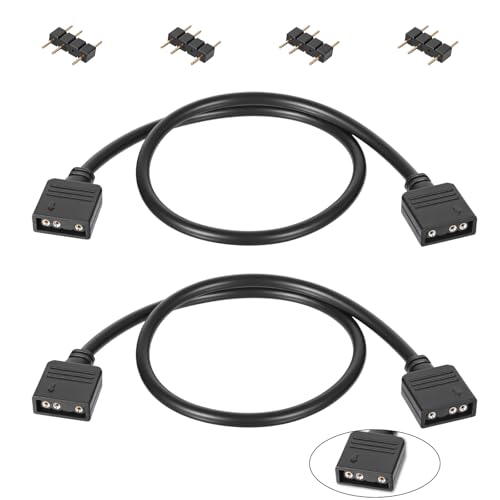 6 PCS ARGB Cable Extension, 11.8 Inches 5V 3-Pin, Female to Female Splitter for Extend PC Computer Fans or LED Series Fans LED Lights