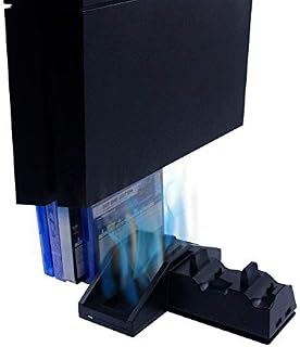 Numskull PS4 Console Stand with Cooling Fan, DualShock 4 Controller Charger Dock, Storage for 4 Games