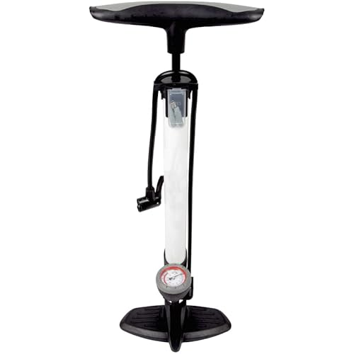 hemmy Standpumpe mit Manometer für alle Ventile ( 11 bar / 160 psi ), Fahrrad Reifenpumpe Dual Kopf, Ventiladapter - auch für Bälle, Luftmatratzen, Weiß Cover