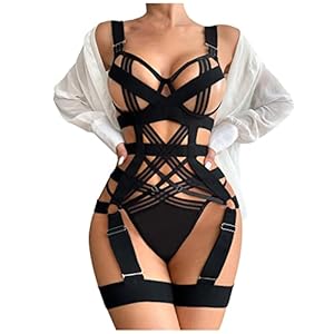 Sexy Lingerie Sets for Women Plus Size Lace Bra and Panty Set Strappy Babydoll Bodysuit Push Up Two Piece Lingerie