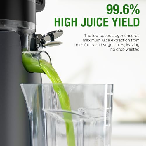 Image of TUUMIIST Cold Press Juicer Machine, 5.8 Inch Extra Large Feed Chute for Whole Fruits, Easy to Clean Slow Juicer, High Yield, BPA Free - Grey