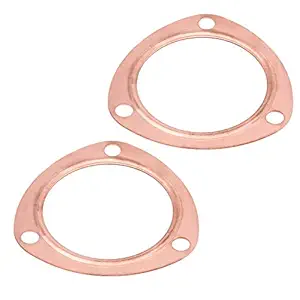 Qiilu 2pcs 3inch Copper Header Exhaust Collector Gaskets Reusable for SBC BBC 302 350 454 383 Exhaust Gaskets