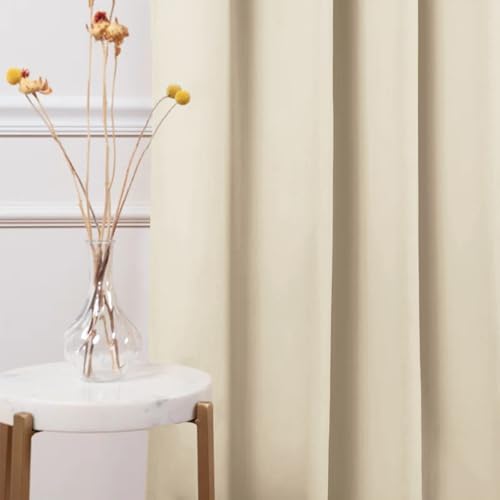 Image of HOMEMONDE Window Curtains 6 Feet Pack of 2 - Thermal Insulation 90% Blackout Curtain with Rod Pocket Style, Fade Resistant & Black Backing Drapes - (72 Inch, Solid Beige)