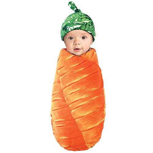 Image of Touched by Nature Unisex Baby Organic Cotton Swaddle Blanket and Headband or Cap, Carrot, One Size
