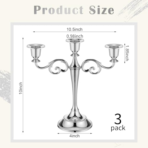 Bougeoir gothique argenté Dandat lot de 3 pour décoration de mariage - 4
