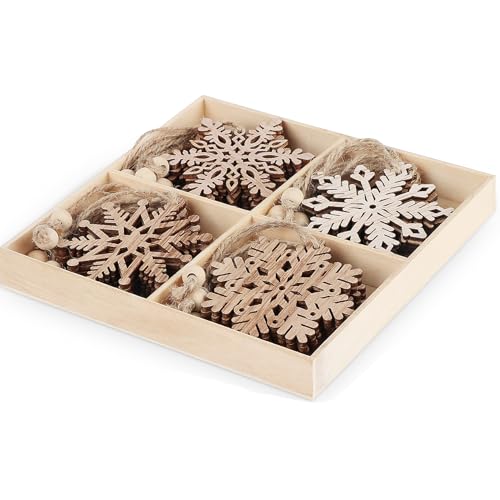 Hengsong Weihnachtsbaumschmuck Holz,20 STK Weihnachtsanhänger...