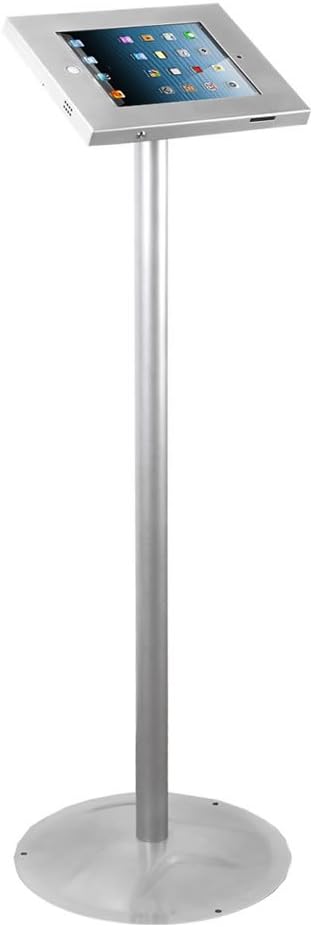 Warehouse24 iPad 2,3,4,Air,Air2,Pro 9.7" Anti-Theft Secure Floor Stand Lockable Display Mount Cover Lock (Key Lock, Silver)