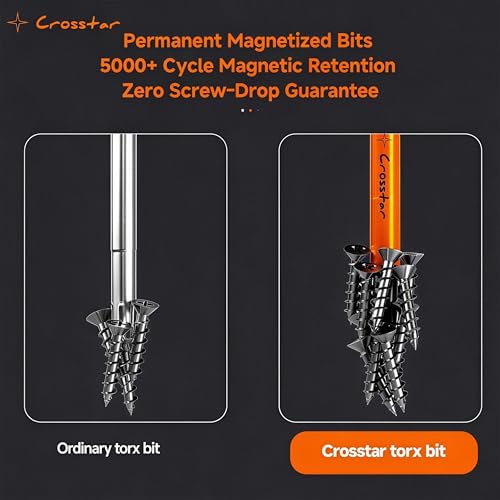 Image of Crosstar 3 inch and 6 inch Impact Long Torx Bit Set 29pc (TT7-TT40) S2 Steel Security Tamper Proof Star Bits, 1 /4 inch Hex-Shank Magnetic Holder & Storage Box w /Magnetizer