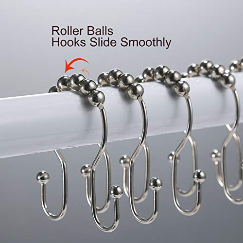 image for Goowin Shower Curtain Hooks, 12 Pcs Shower Curtain Rings, Stainless St