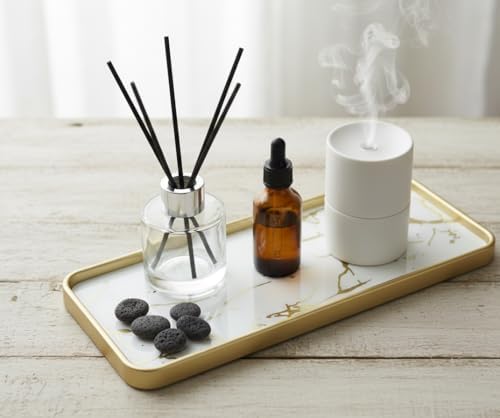 Bandeja Decorativa Retangular com Fundo Mármore 29,8×11,8 cm – Ba...