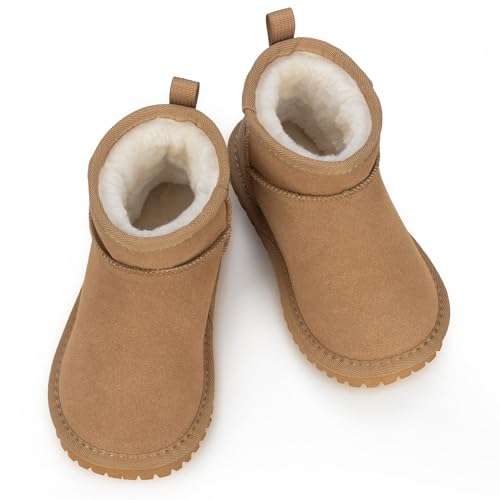 Mishansha Niños Botas de Nieve para Niñas Cálido Cómodas Botines de Invierno Antideslizantes Caqui Gr.36